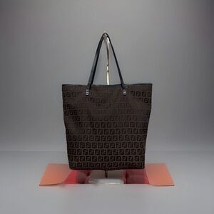 FENDI Zucchino Tote Brown Small Tote Bag with Flaws (See Description/Photos)